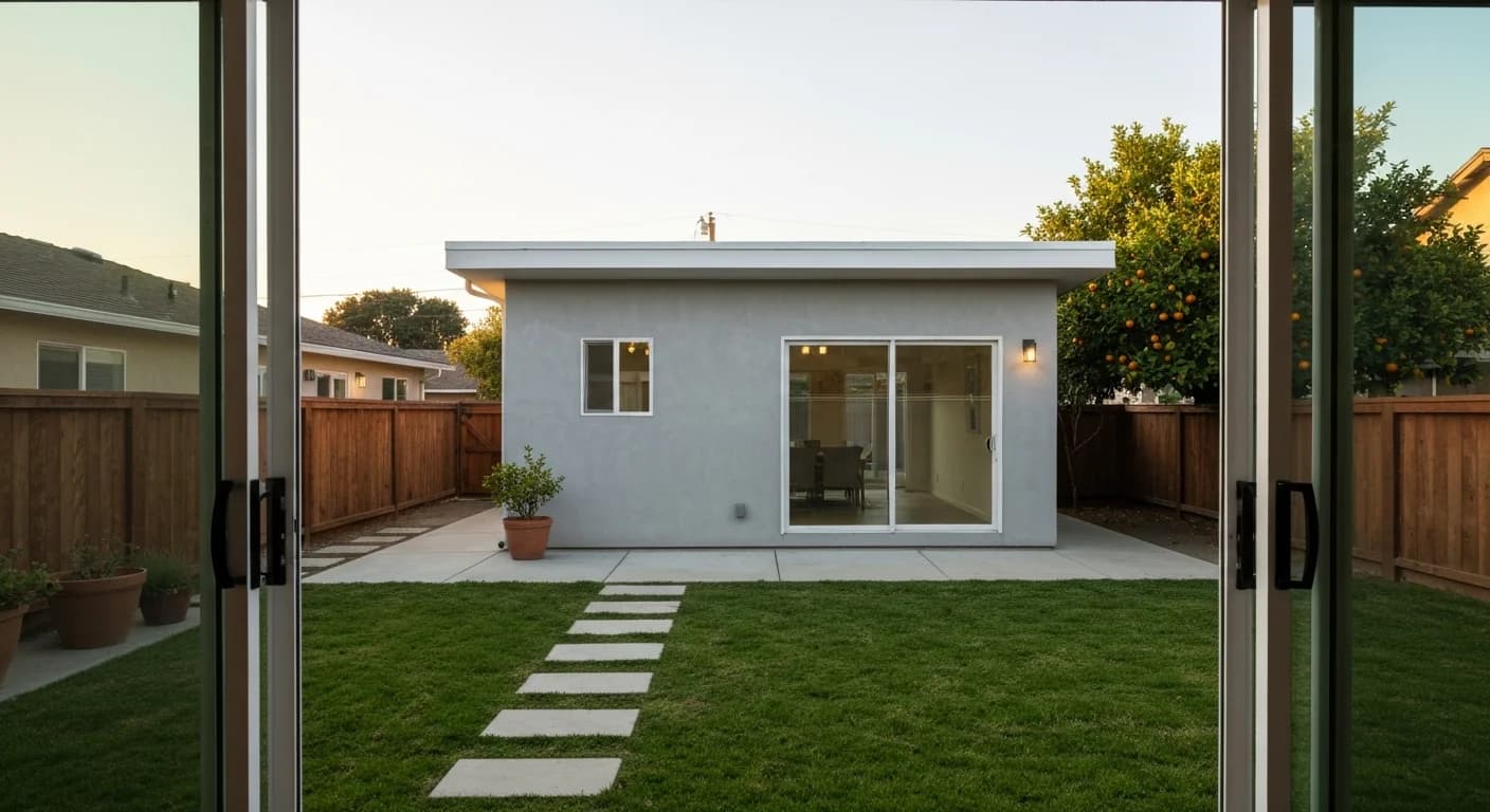 Completed modern detached ADU in San Diego backyard